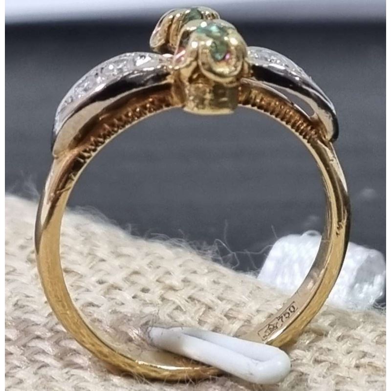 Pierścionek ze szmaragdami i brylantami pr750 3,84g + certyf