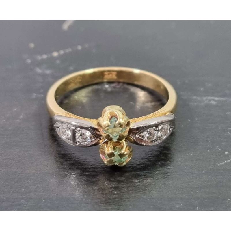 Pierścionek ze szmaragdami i brylantami pr750 3,84g + certyf