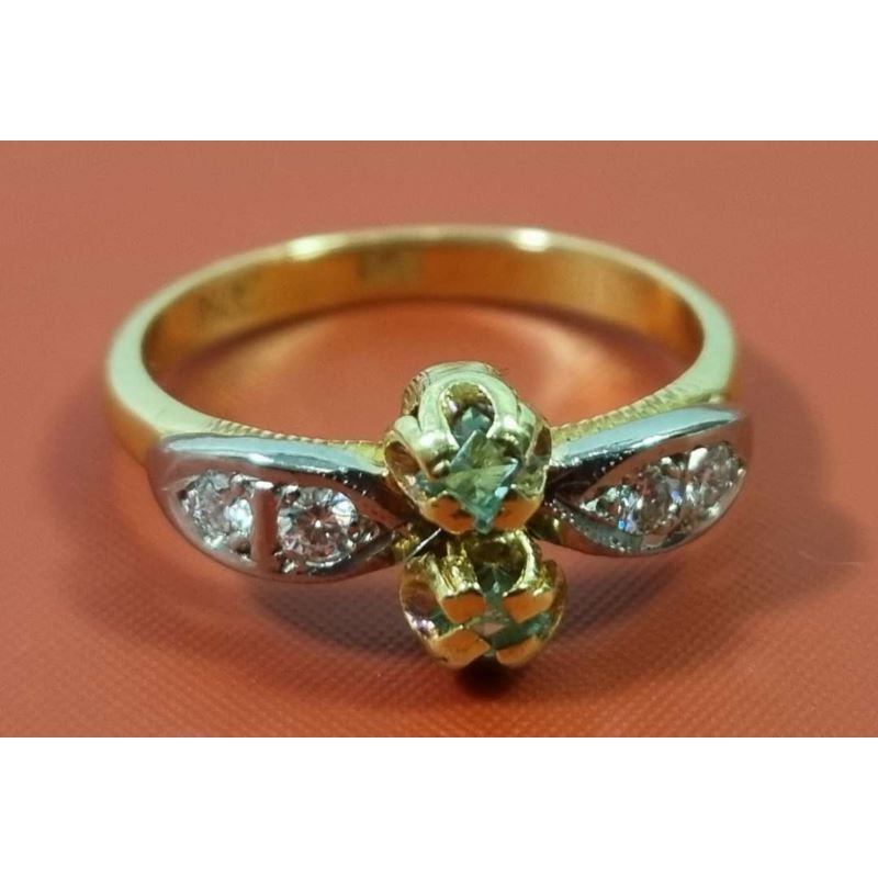 Pierścionek ze szmaragdami i brylantami pr750 3,84g + certyf