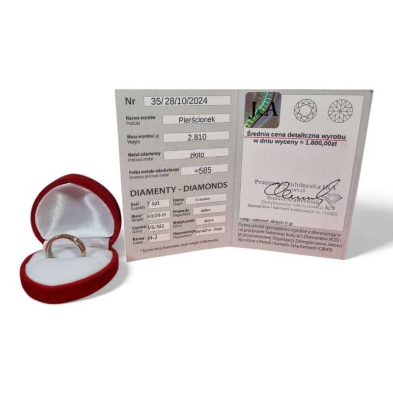 Pierścionek z białego złota brylanty 2.82g pr.585 r.14 wyc: 1800