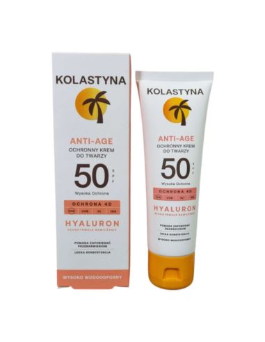 Kolastyna Hyaluron Anti Age Wodoodporny Krem Do Twarzy Ochrona SPF 50 50ml