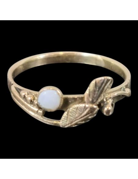 Pierścionek Liść Białe Oczko 1,50g 585 r.13