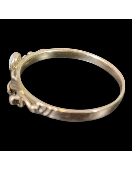 Pierścionek Liść Białe Oczko 1,50g 585 r.13