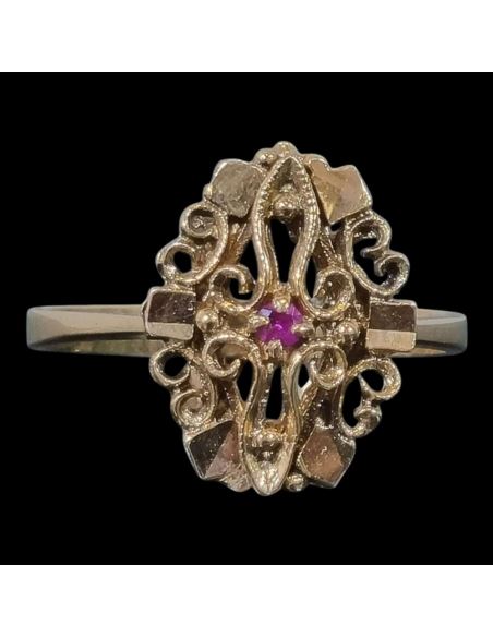 Pierścionek Drobne Czerwone Oczko 3,41g 750 r.17