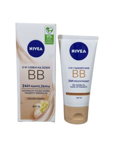 Nivea 5w1 Krem Na Dzień BB24H Nawilżenia Jojoba Pigmenty Odcień Ciemny SPF15