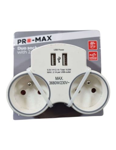 Złodziejka Rozgałęźnik Sieciowy Podwójne Gniazdo Ładowarka z 2 X USB A 5 V