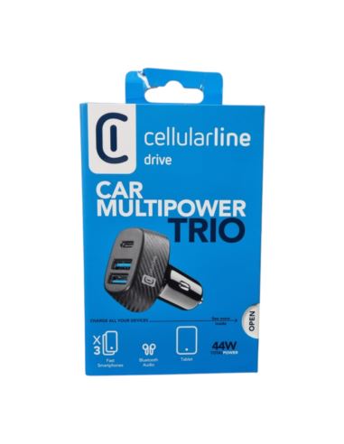 ŁADOWARKA SAMOCHODOWA CELLULARLINE 3 PORTY USB-A 18W USB-C 20W