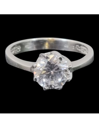 Pierścionek Duża Cyrkonia Białe Złoto p585 2,54g r14