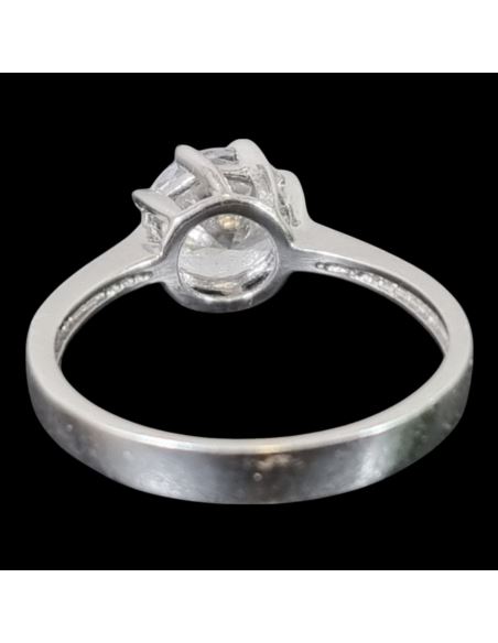 Pierścionek Duża Cyrkonia Białe Złoto p585 2,54g r14