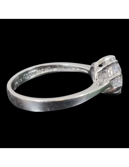 Pierścionek Duża Cyrkonia Białe Złoto p585 2,54g r14