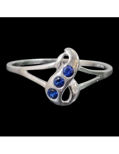 Pierścionek Biale Złoto Niebieskie Kamienie p750 1,47g r16,5