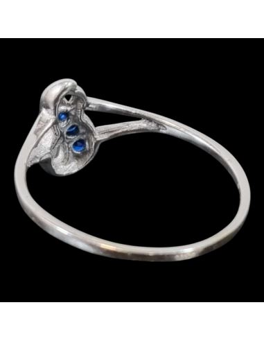 Pierścionek Biale Złoto Niebieskie Kamienie p750 1,47g r16,5