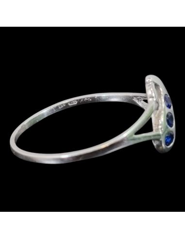 Pierścionek Biale Złoto Niebieskie Kamienie p750 1,47g r16,5