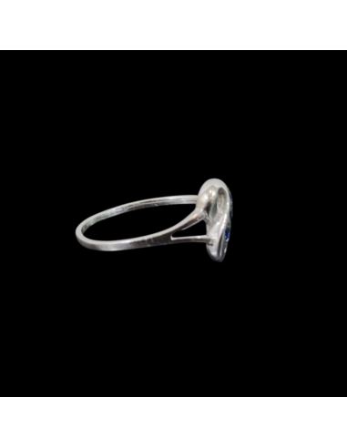 Pierścionek Biale Złoto Niebieskie Kamienie p750 1,47g r16,5