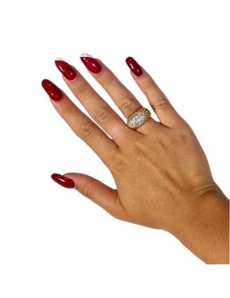 Sygnet wysadzany kamieniami 13,92g pr.750 r.13