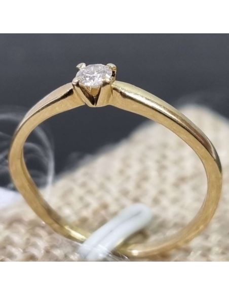 Pierścionek z brylantem 585 0,08 ct1,1g + certyfik(1100zł)