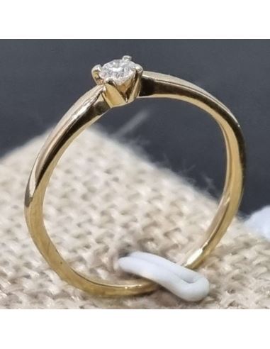 Pierścionek z brylantem 585 0,08 ct1,1g + certyfik(1100zł)