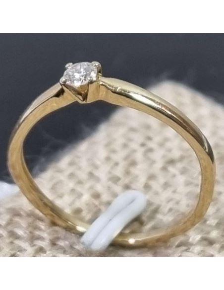 Pierścionek z brylantem 585 0,08 ct1,1g + certyfik(1100zł)