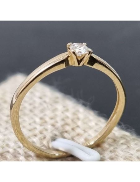 Pierścionek z brylantem 585 0,08 ct1,1g + certyfik(1100zł)