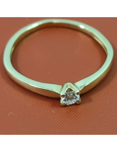 Pierścionek z brylantem 585 0,08 ct1,1g + certyfik(1100zł)