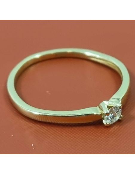 Pierścionek z brylantem 585 0,08 ct1,1g + certyfik(1100zł)