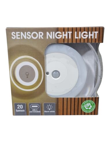 Lampka Nocna Czujnik Ruchu Ładowanie USB Ścienna Średnica 10cm 20Lumenów