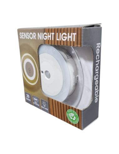 Lampka Nocna Czujnik Ruchu Ładowanie USB Ścienna Średnica 10cm 20Lumenów