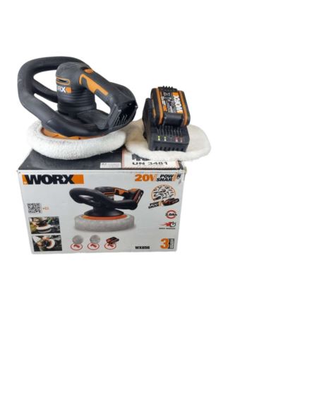 Polerka samochodowa akumulatorowa WORX WX856 20V pudełko,akumulator,ładowarka,2x pady