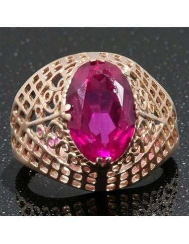 Złoty pierścionek z czerwonym kamieniem 3,87g pr.585 r.18