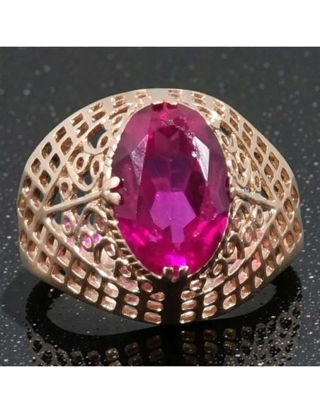 Złoty pierścionek z czerwonym kamieniem 3,87g pr.585 r.18