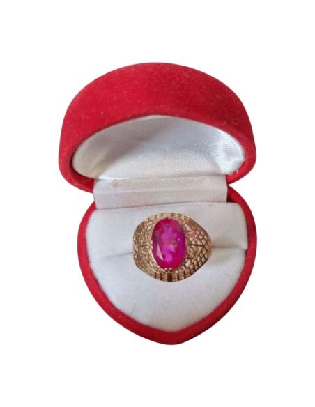 Złoty pierścionek z czerwonym kamieniem 3,87g pr.585 r.18