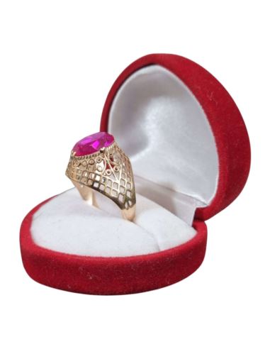 Złoty pierścionek z czerwonym kamieniem 3,87g pr.585 r.18