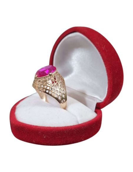 Złoty pierścionek z czerwonym kamieniem 3,87g pr.585 r.18