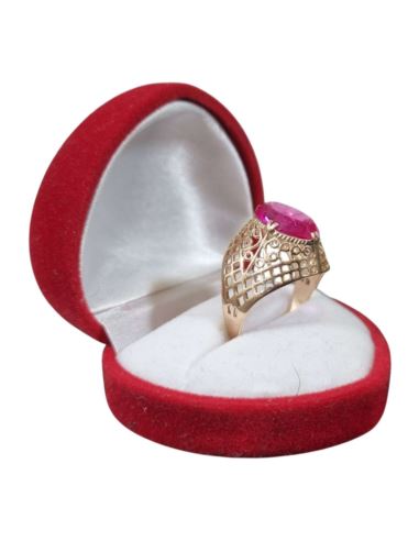 Złoty pierścionek z czerwonym kamieniem 3,87g pr.585 r.18