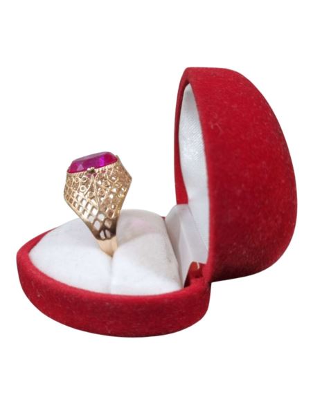 Złoty pierścionek z czerwonym kamieniem 3,87g pr.585 r.18