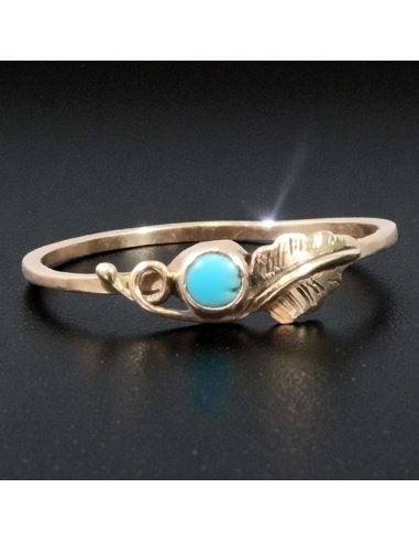 Pierścionek Liść z niebieskim oczkiem 0,97g pr.585 r.14