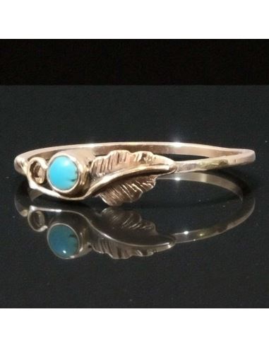 Pierścionek Liść z niebieskim oczkiem 0,97g pr.585 r.14