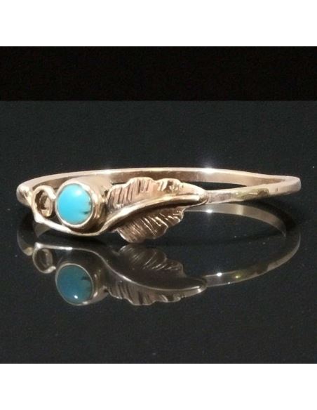 Pierścionek Liść z niebieskim oczkiem 0,97g pr.585 r.14