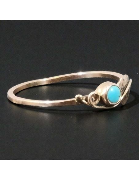 Pierścionek Liść z niebieskim oczkiem 0,97g pr.585 r.14