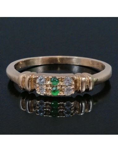 Pierścionek Dwa Zielone Kamienie 2,01g pr.585 r.13