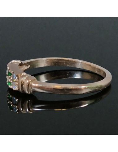 Pierścionek Dwa Zielone Kamienie 2,01g pr.585 r.13