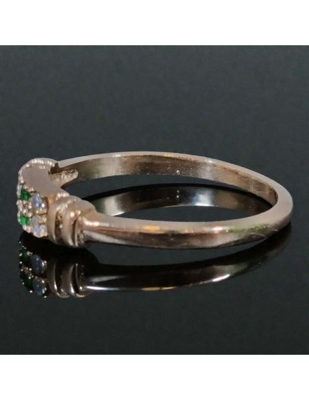 Pierścionek Dwa Zielone Kamienie 2,01g pr.585 r.13