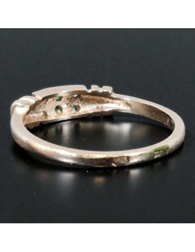 Pierścionek Dwa Zielone Kamienie 2,01g pr.585 r.13