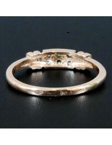 Pierścionek Dwa Zielone Kamienie 2,01g pr.585 r.13