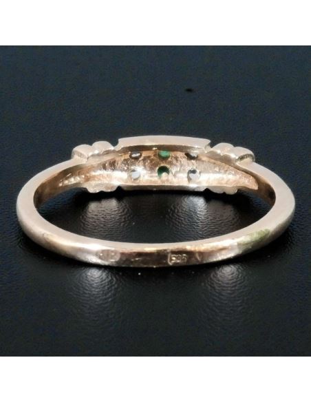 Pierścionek Dwa Zielone Kamienie 2,01g pr.585 r.13