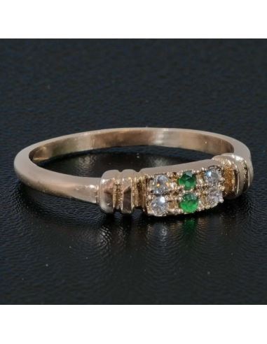 Pierścionek Dwa Zielone Kamienie 2,01g pr.585 r.13