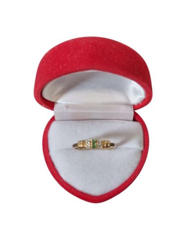 Pierścionek Dwa Zielone Kamienie 2,01g pr.585 r.13