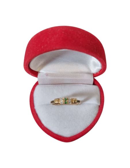 Pierścionek Dwa Zielone Kamienie 2,01g pr.585 r.13