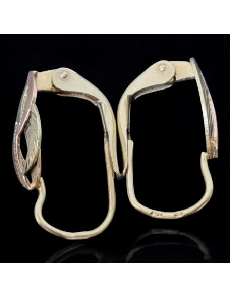 Kolczyki Dwukolorowe Łezka 1,45g pr.585