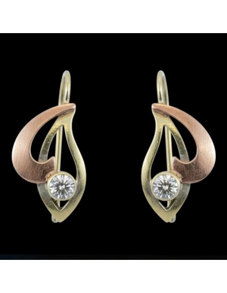 Kolczyki Dwukolorowe Z Oczkiem 1,73g pr.585